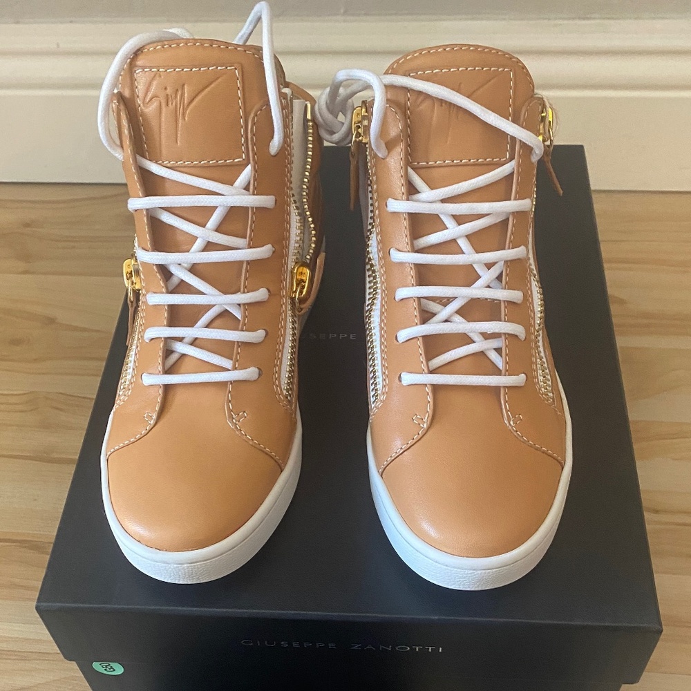 GIUSEPPE ZANOTTI TAN HIGH TOP SNEAKERS 7.5 Kriss